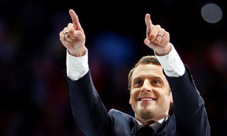 Emmanuel Macron speaks at a campaign political rally in Paris on Monday.