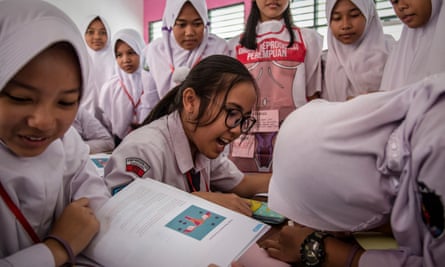 Sex education lessons at SMPN 22 school in Jakarta