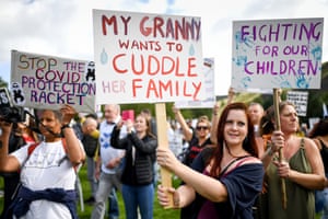 Protestors in Edinburgh demonstrating against Covid-19 prevention measures.