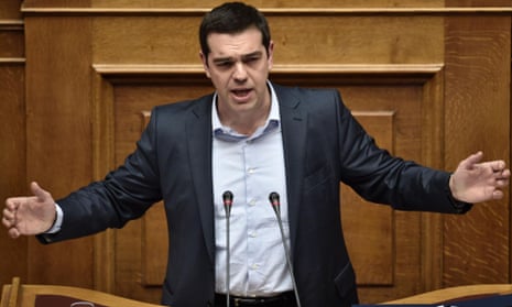 Greek Prime Minister Alexis Tsipras addresses a parliament session in Athens on March 30, 2015. The EU warned on March 30 that Greece and its creditors had yet to hammer out a new list of reforms despite talks lasting all weekend aimed at staving off bankruptcy and a euro exit. AFP PHOTO / ARIS MESSINISARIS MESSINIS/AFP/Getty Images