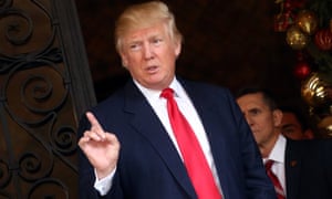 U.S. President-elect Donald Trump talks to members of the media at Mar-a-Lago estate in Palm Beach.