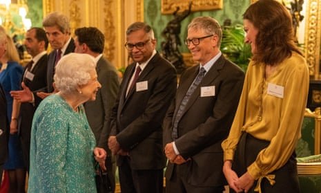 The Queen greets Bill Gates and Darktrace’s co-founder and chief executive Poppy Gustafsson.