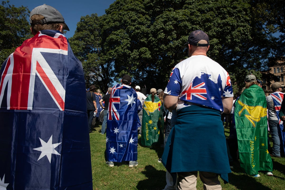 People wearing Australian flags