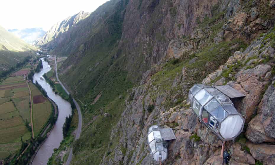 Suspended 400m above the Sacred Valley, near Cusco, Peru, the transparent Skylodge pods offer panoramic views.