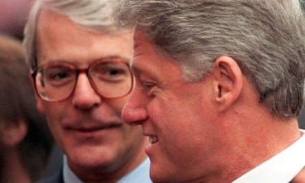 Bill Clinton, who was a hit with Portsmouth locals on a visit to mark the 50th D-day anniversary, with the then prime minister John Major.