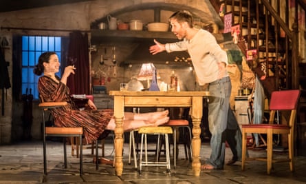laura donnelly and paddy considine around the kitchen table in the ferryman