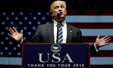 Donald Trump speaks at a Thank You USA rally on Friday.