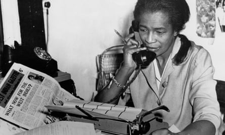 Claudia Jones at the offices of the West Indian Gazette in Birxton, London, in 1962.