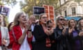 Victorian premier Jacinta Allan (second from left) at a Melbourne rally protesting violence against women