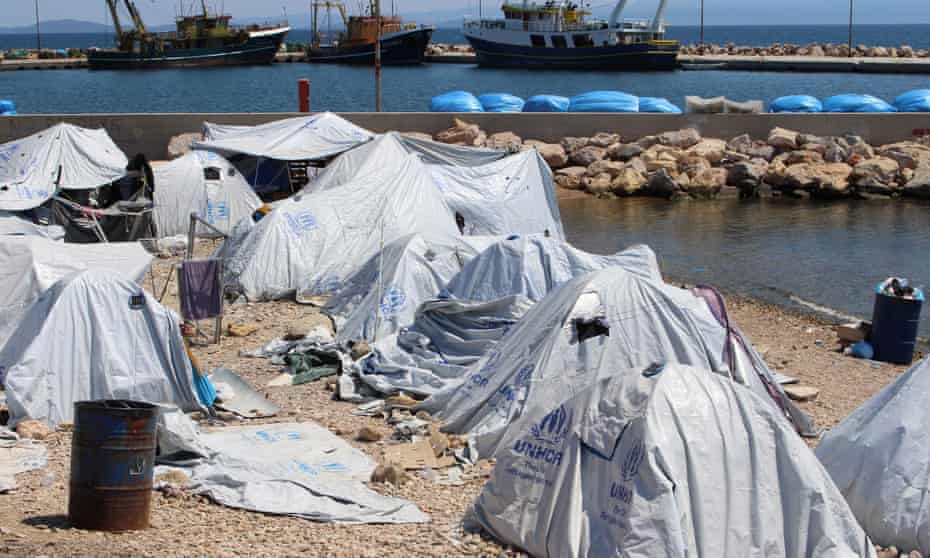 Many child refugees spend sleepless nights in tents on the beach.