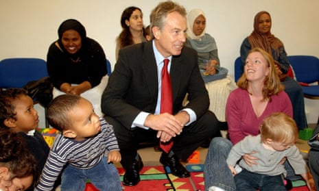 Tony Blair visiting a Sure Start children’s centre in London in 2006.
