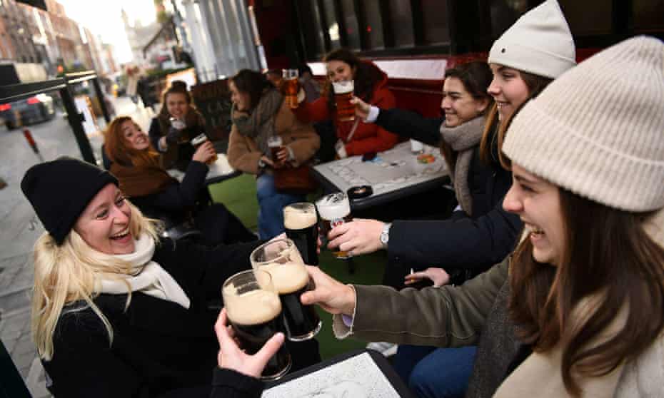 A file photo of people enjoying outdoor dining in Dublin, Ireland.