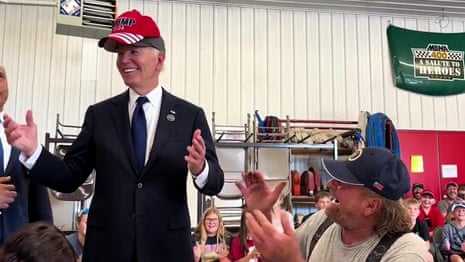 Joe Biden dons Trump hat in show of unity at event commemorating 9/11 â video