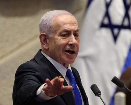 Benjamin Netanyahu addresses the Knesset in Jerusalem, 8 December 2025.