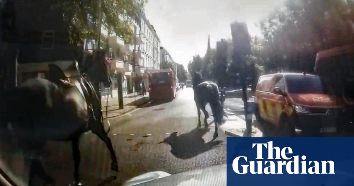 Military horse runs into a car in London after three break loose again â video | London Military horse runs into a car in London after three break loose again â video | London
