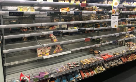 Depleted shelves in the Donegall Place M&amp;S store in Belfast in January