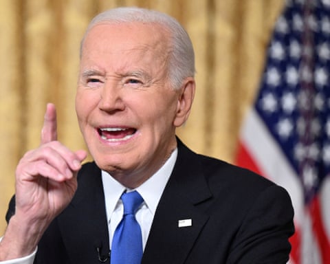 Joe Biden delivering his farewell address from the White House in January.
