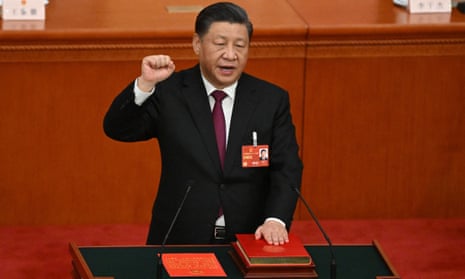 China’s president, Xi Jinping, is sworn in for a historic third term in Beijing on 10 March