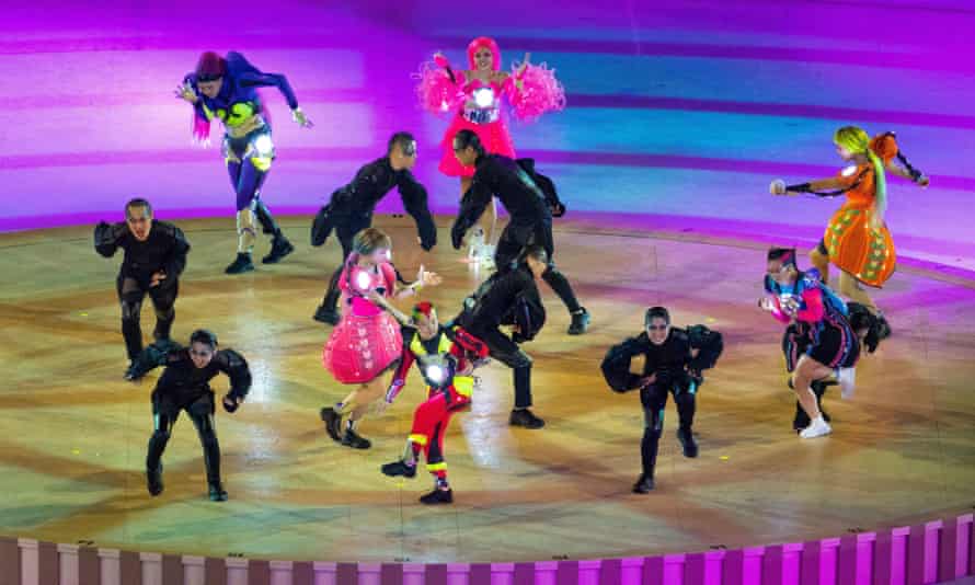 Dancers take to the floor at the Olympic Stadium.