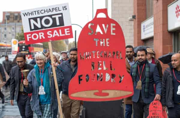 Campaigners marching to save the Whitechapel Bell Foundry in 2019.
