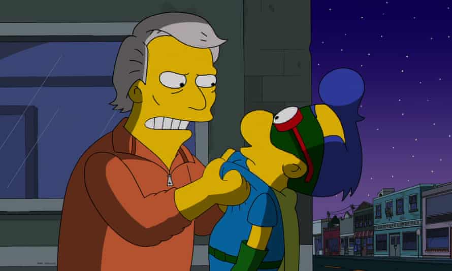 Harlan Ellison guest voicing as himself in the Married to the Blob episode of The Simpsons in 2014.