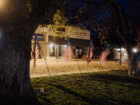 Flags in the town square in Uvalde, Texas on 10 November 2022.