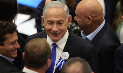 FILE - Israel's Likud Party leader Benjamin Netanyahu arrives for the swearing-in ceremony of Israeli lawmakers at the Knesset, Israel's parliament, in Jerusalem, 15 November.