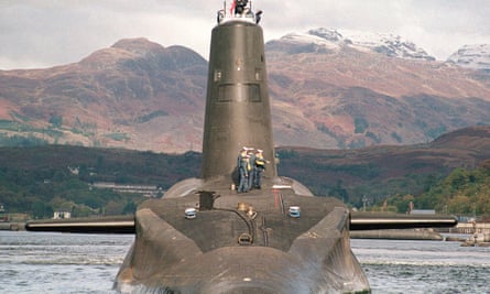 Undated file photo of HMS Vanguard, one of Britain's Trident nuclear submarines.