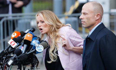 Michael Avenatti with Stormy Daniels in 2018, when he was representing her. 