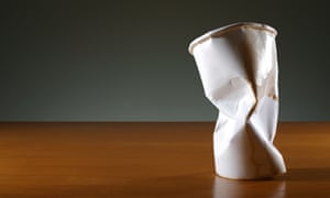 Crumpled paper coffee cup