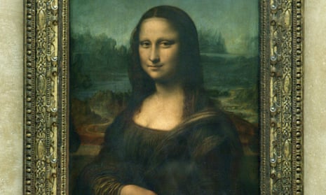 The Mona Lisa, painted by Leonardo da Vinci, in the Louvre museum in Paris.