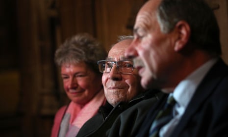 Paul Willer with Jo Roundell Greene and Lord Attlee in the Houses of Parliament on the 80th anniversary of the Kindertransport scheme.