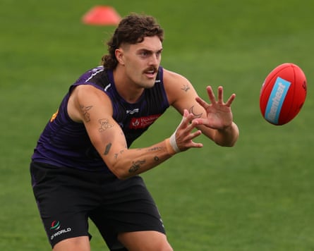 Luke Jackson trains with Fremantle during AFL grand final week