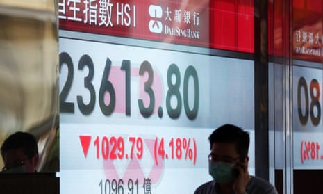 The Hang Seng index shows big losses in Hong Kong in May