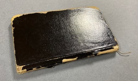 A black notebook