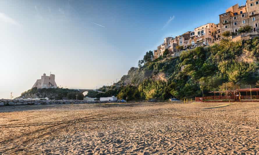 View of tower from beach,