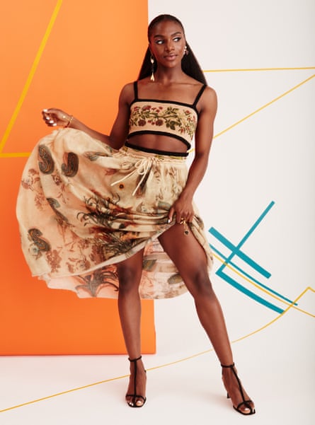 Winning ways: Dina Asher-Smith wears bralette, skirt and jewellery all by dior.com and shoes by neous.co.uk.
