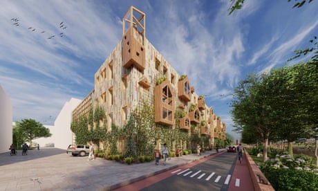 Architect's drawing of a cooperative housing project in Amsterdam called De Torteltuin