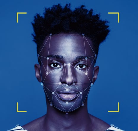 Facial Recognition Technology<br>Facial Recognition System, Concept Images. Portrait of young man.