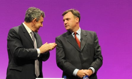 Brown study: prime minister Gordon Brown applauds the contribution of Ed Balls.