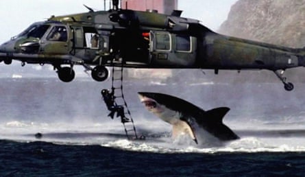 Faked image from 2001 of a shark attacking a US army helicopter