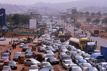 Traffic as people attempt to rush out of Abuja, Nigeria.