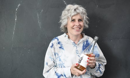 Rossella Mastrotto with bottle of wine