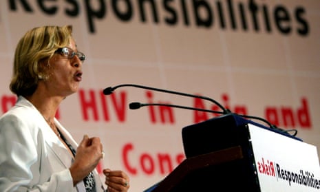 Georgina Beyer, the world's first transgender member of parliament, speaking during a conference in Delhi, India, in 2006.
