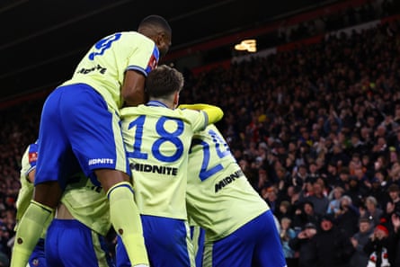 Southampton players revel in their victory against Arsenal