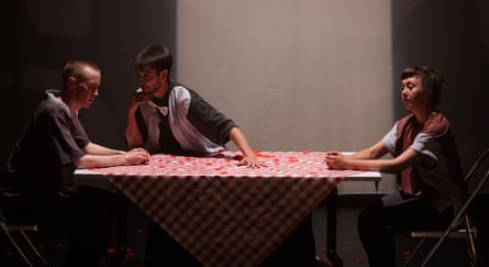 Frisky … Malcolm Sutherland, centre, in Solitude Without Loneliness.