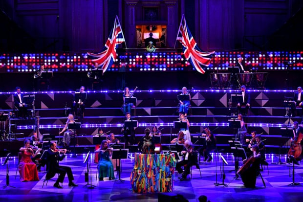 Socially distanced performers at the Last Night of the Proms 2020.