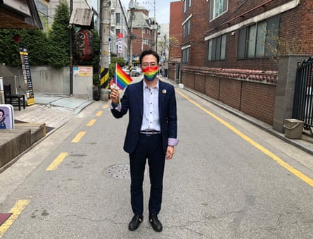 Oh Tae-yang, an LGBTQ candidate who is standing in Seoul’s mayoral byelection on Wednesday.