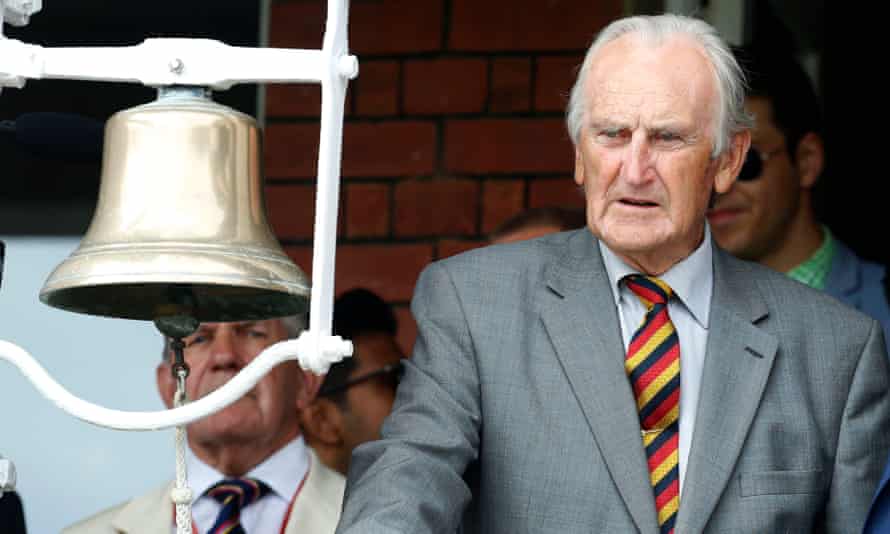 Ted Dexter about to ring the bell to open play between England and India at Lord’s in 2018.