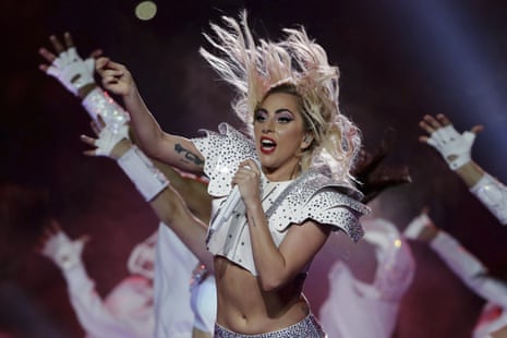 Lady Gaga gets going at the Super Bowl.